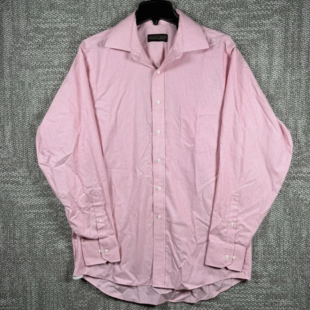 Donald Trump Signature Collection Button Up Shirt Mens 16 |‎ 34/35 Pink Stripe